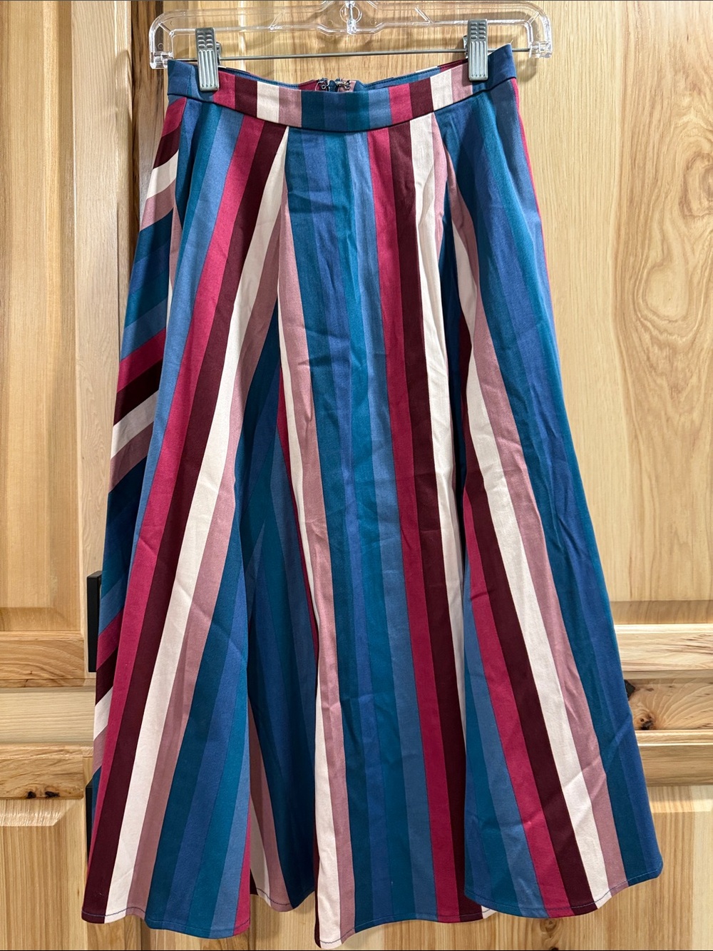 Collectif Size 2 Striped A-Line Full Retro Vintage Inspired Midi Skirt